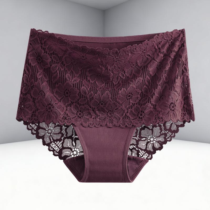 1 Pezzo Donna Lusso Ricamo Floreale Sexy Pizzo Mutandine Vita Alta Elastico Biancheria Intima Donna Traspirante Pizzo Patchwork Lingerie Nuovo