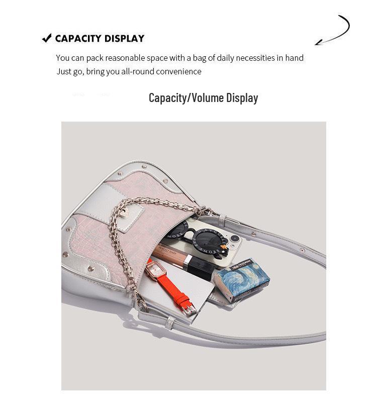 2024 Chic Crocodile Pattern Crossbody Bag - Versatile Shoulder, Handheld, Underarm Bag with Fashionable Chain Detailing for Spicy Style Enthusiasts.