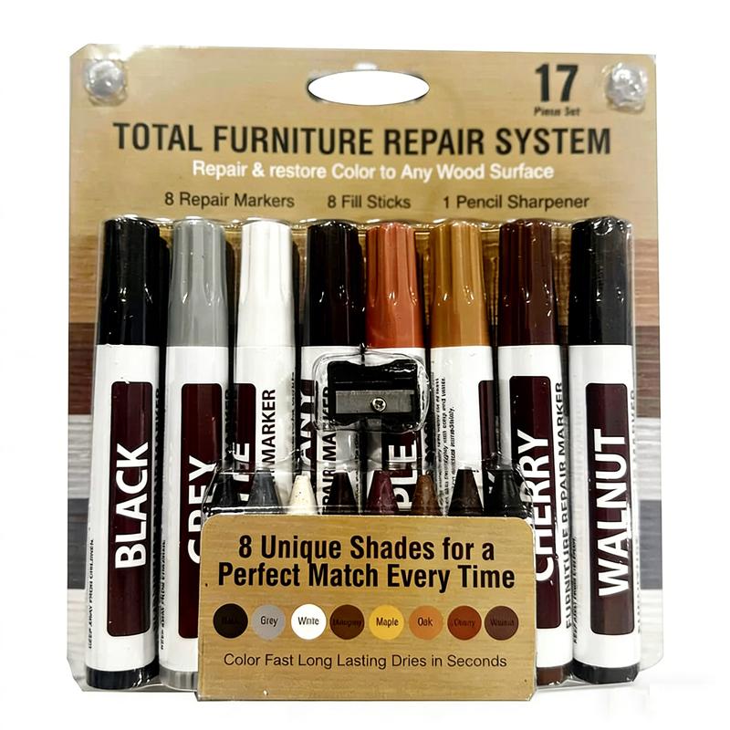 6-12 Stück Möbel Ausbesserungsstifte Holzreparatur Stift Set Kratzerentferner Farbe Wiederherstellen für Holztisch Schrank Wiederherstellungsflicken
