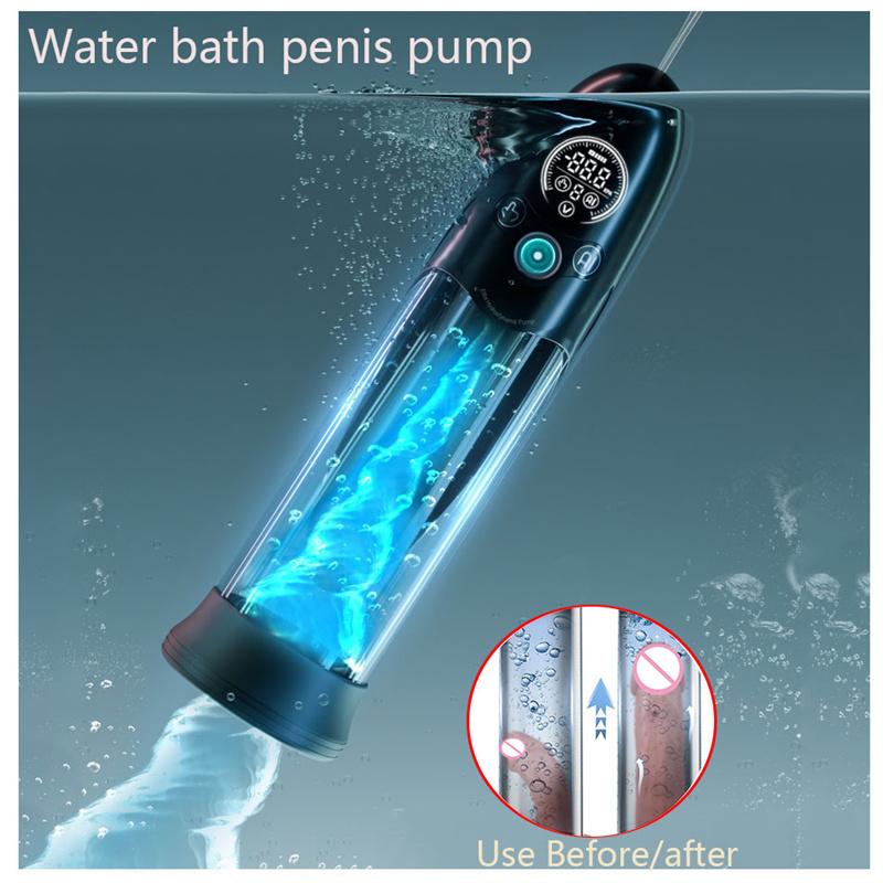 Electric Water Bath Penis Enlargement Pump Penis Massage Enlarger Vacuum Pump Sex Toys for Men Masturbator Penile Bigger Trainer