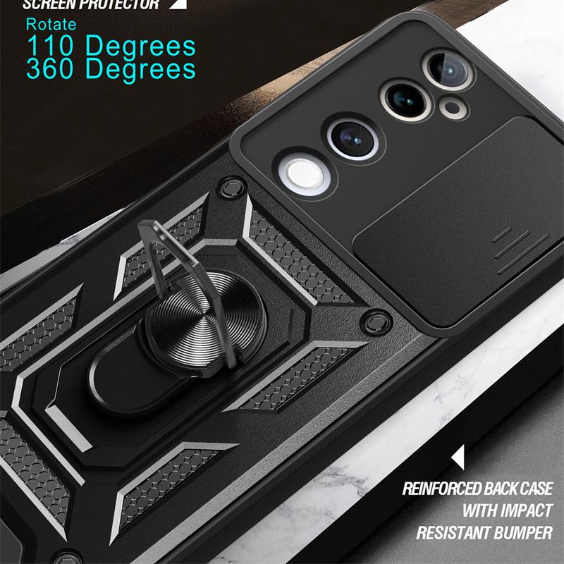 Armor Case For VIVO V40 Pro V40 SE V30 Lite 5G V30e Cover Lens Protection With Ring Magnetic Stand Holder Coque Fundas