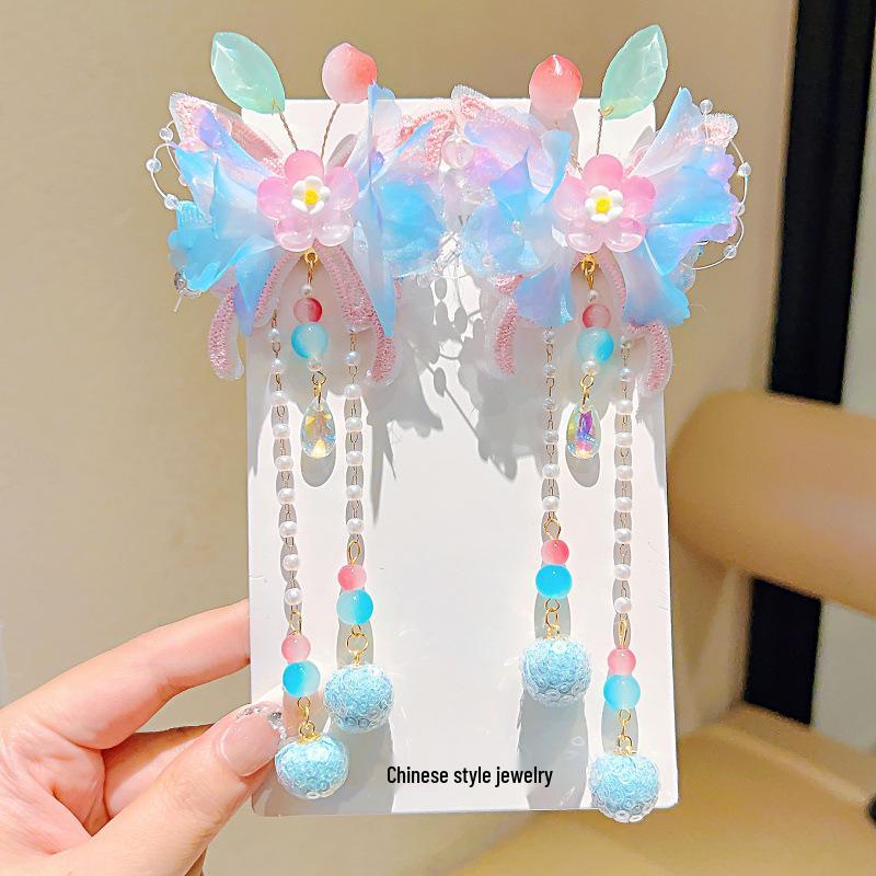 

Заколки с кисточками в древнем стиле для детского ханьфу - Сказочные стеклянные заколки для волос для фото в путешествиях