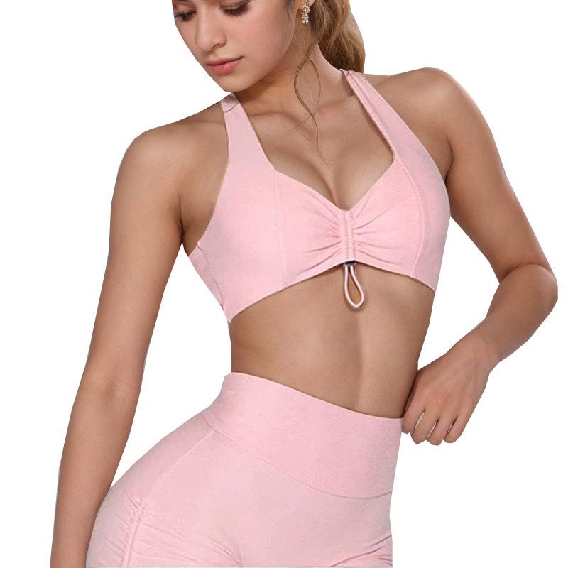 European and American Sexy Bubble Wrap Beauty Back Exercise Bra Open Back Fitness T-shirt Peach Hip Sports Shorts Fitness Suit Women