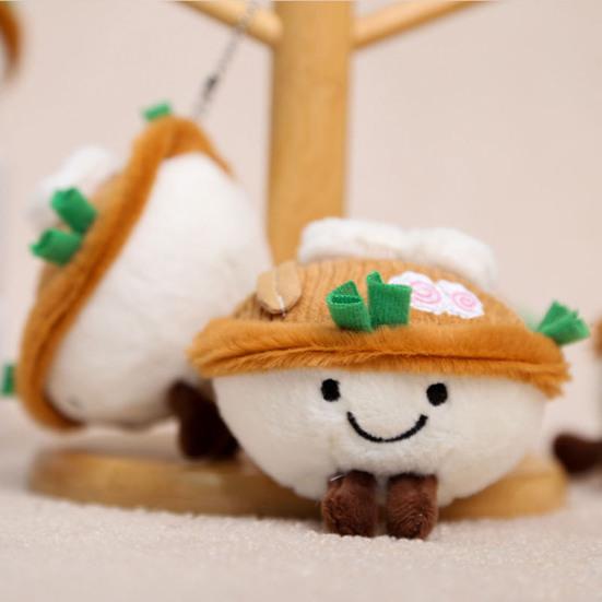 Plush Cartoon Ramen Bowl Toy with Ball Chain Stuffed Lamian Noodles Doll Keychain Pendant Bag Charm Backpack Hanging
