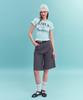 Seteo (W) Stitch Cotton Bermuda Pants Dark Gray