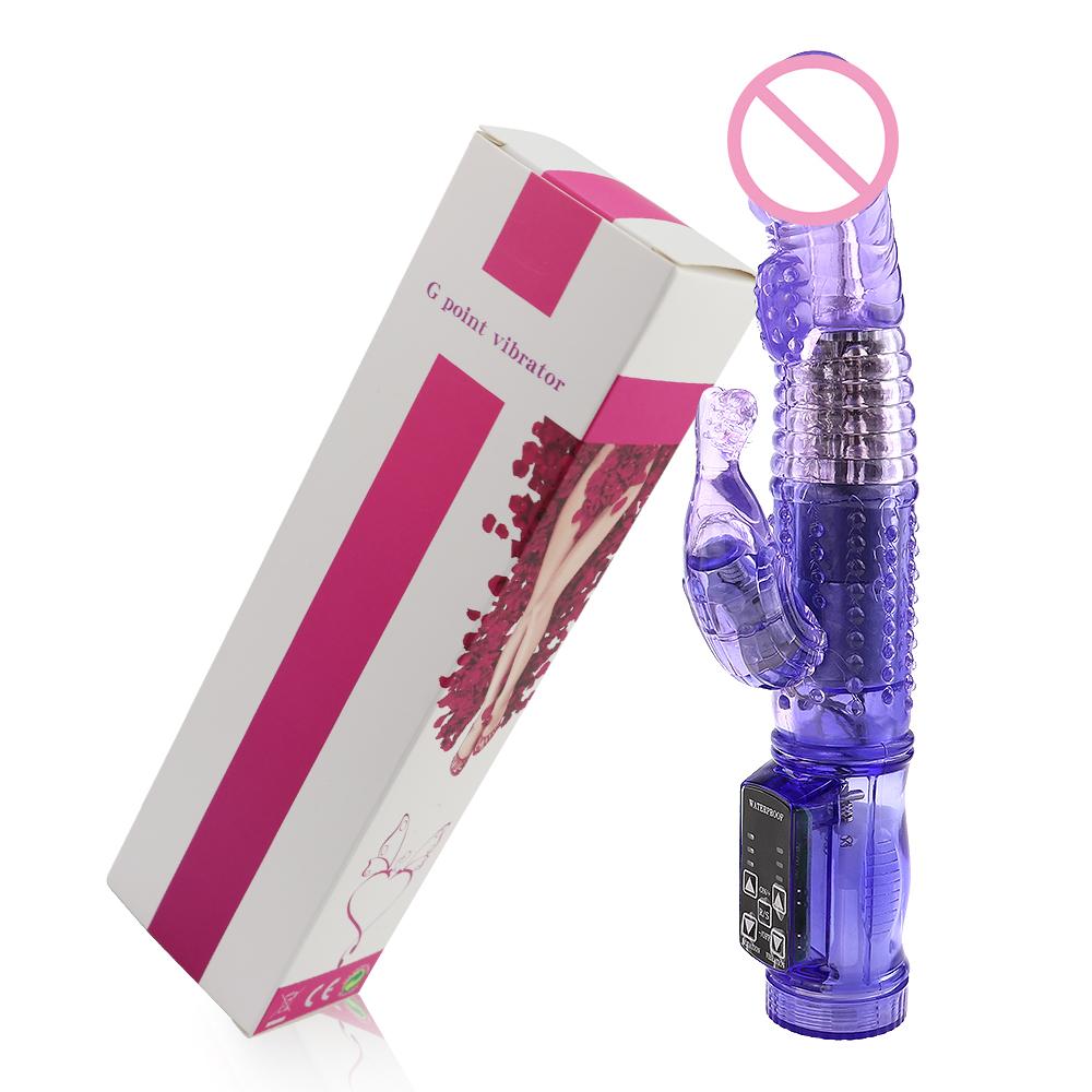 Dildo Rabbit Vibrator Masturbator G Spot 12 Speeds Vibration Dual Motor Massager Clitoris Rotation Stimulator Female Sex Toy