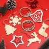 Wooden Christmas Hanging Ornaments Snowman Snowflake Bell shaped Pendant For DIY Craft Home New Year Christmas Tree Decoration