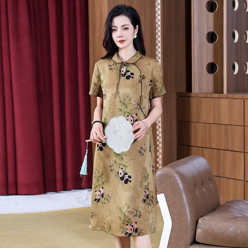 Hualuo fragrant cloud yarn dress  dress gentle improvement hanfu skirt silk printing zen cheongsam