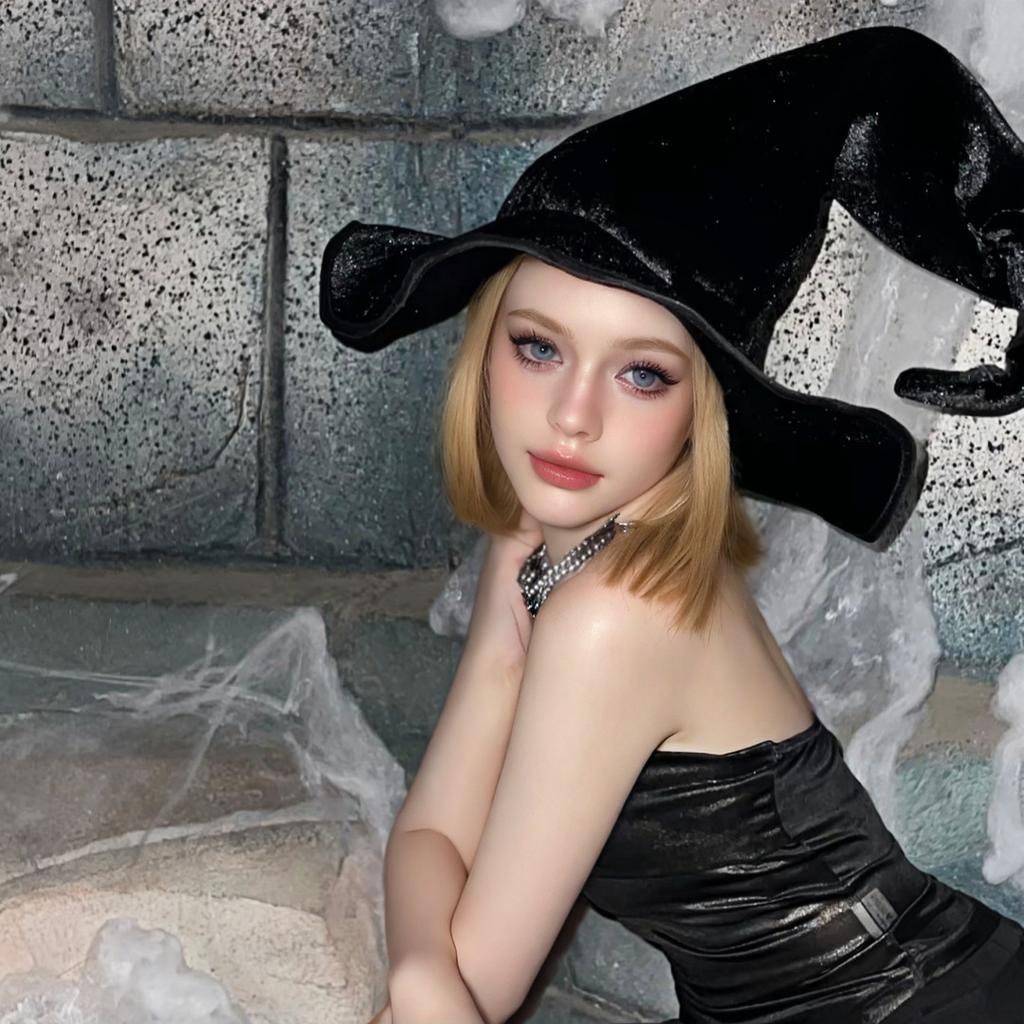 Halloween, Wrinkle Twist Magic Hat, High Quality, Thick Velvet Fabric, Witch Hat, COS Dress Up, DIY Lolita Hat