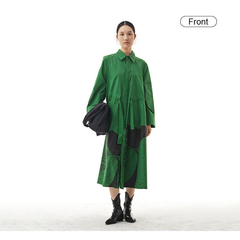 Štýlová bunda Hepburnová Nadmerná veľkosť Dámska Jarná a jesenná Temperament Pôvodná Abstraktná Potlač Šaty s kravatou Voľné