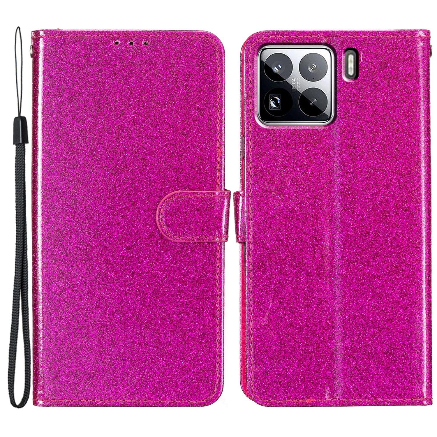 

For Xiaomi 15 Wallet Case Glitter Anti-Scratch Leather Phone Cover Stand Rose