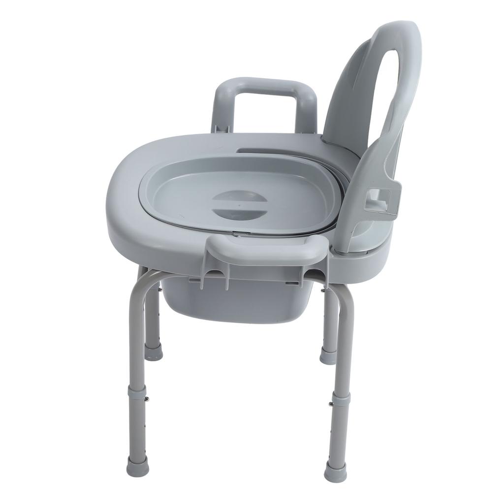 Bedside Commode Toilet Chair 3 Height Adjust Portable Toilet Chair with Backrest for Elderly Pregnan