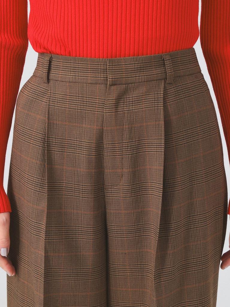 Ray Beams Women's Check Tuck Pants, Brown 1