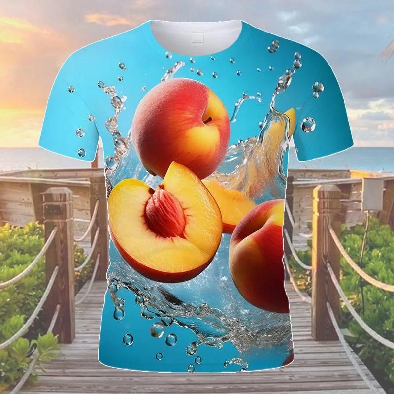 Letné voľnočasové 3D zábavné ovocné vzory tlačené tričko s krátkym rukávom módny trend personalizovaný okrúhly výstrih pánske tričká