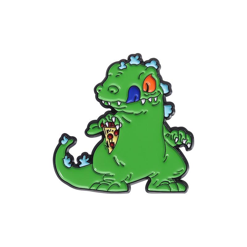 

Whimsical Anime Dinosaur Brooch Green Alloy Badge Playful Decoration For School Bags And Style Personal