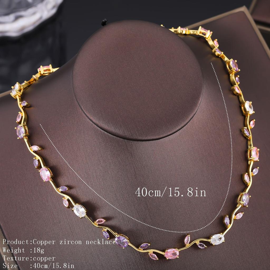 Copper Color Zircon Necklace Women Luxury Fashion Jewelry