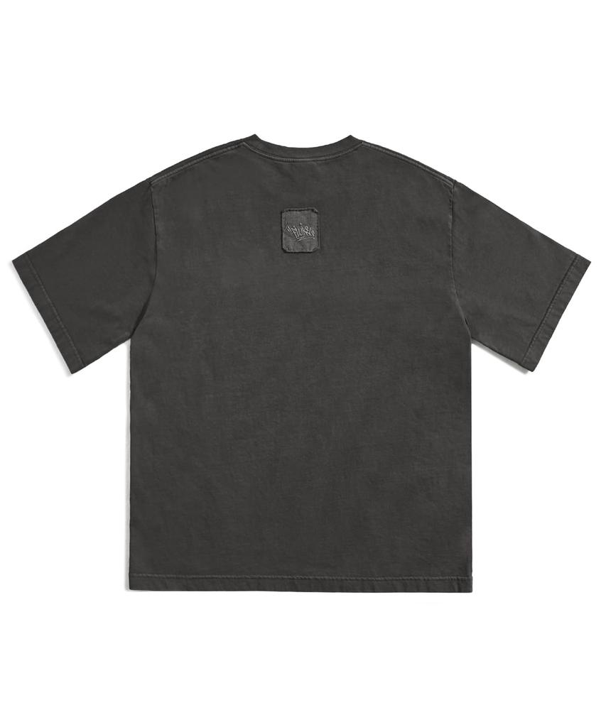 Peullukeu Out-Pocket Slam Logo Patch Pigment Short Sleeve T-Shirt Dark Gray Fst734