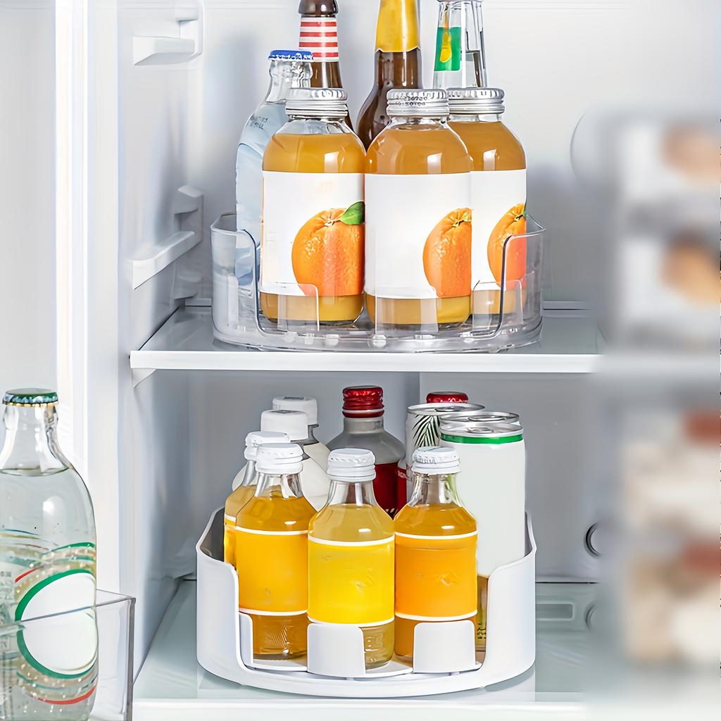 1pc 360 ° Rotating Detachable Storage Tray - a Multifunctional Transparent Plastic Storage Rack Suitable for Kitchen Cabinets