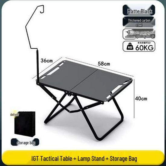 Lightweight Portable Outdoor Folding Camping Table - Tactical Multi-functional IGT Tea & Picnic Table for Field Cooking.