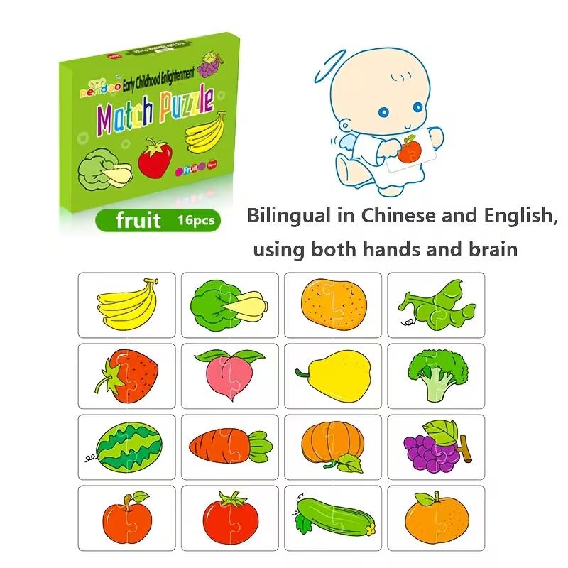 Card Cartoon Toys 32 Pcs Enlightenment Matching Puzzle Early Education Pattern Cognitive Boys  Girls and Girls