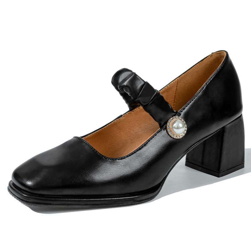 

FXSO square lane, retro thick heel Mary Jane shoes 2025 summer new French high heel square head gentle middle heel single shoes 39