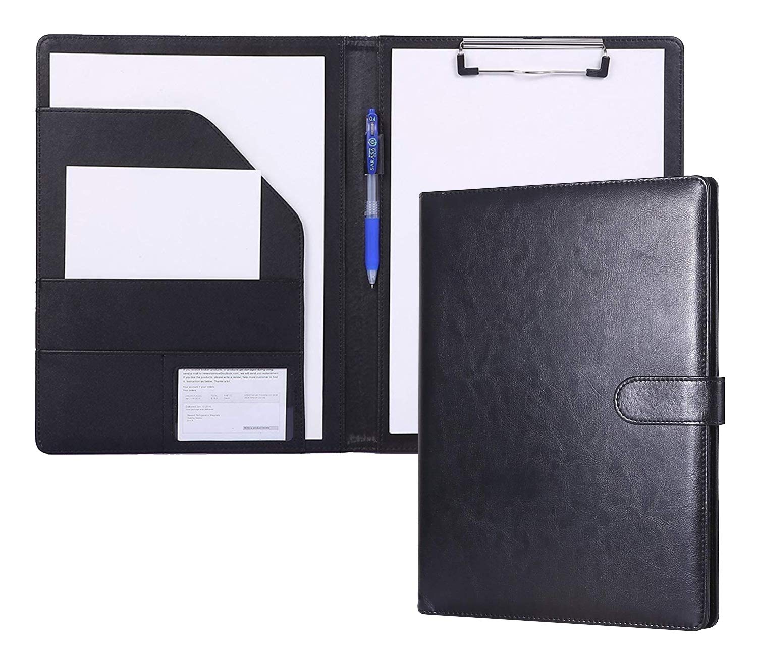 Clipboard Folder PU Conference Pad Clip File Binder A4 Desk Pad Signature Folder A4 Document Folder Contract Signing Only Office Supplies (Black)