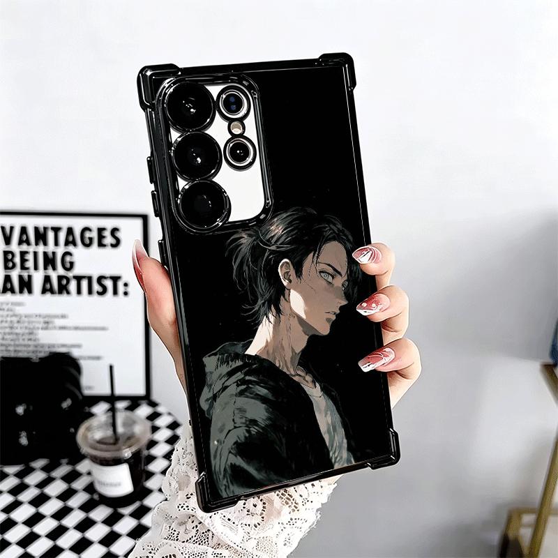 A-Attack On T-Titan Eren Yeager Plating Phone Case For Samsung Galaxy S24 S25 FE S26 Edge S23 Ultra S22 S21 Plus S20 Anti-Fall A