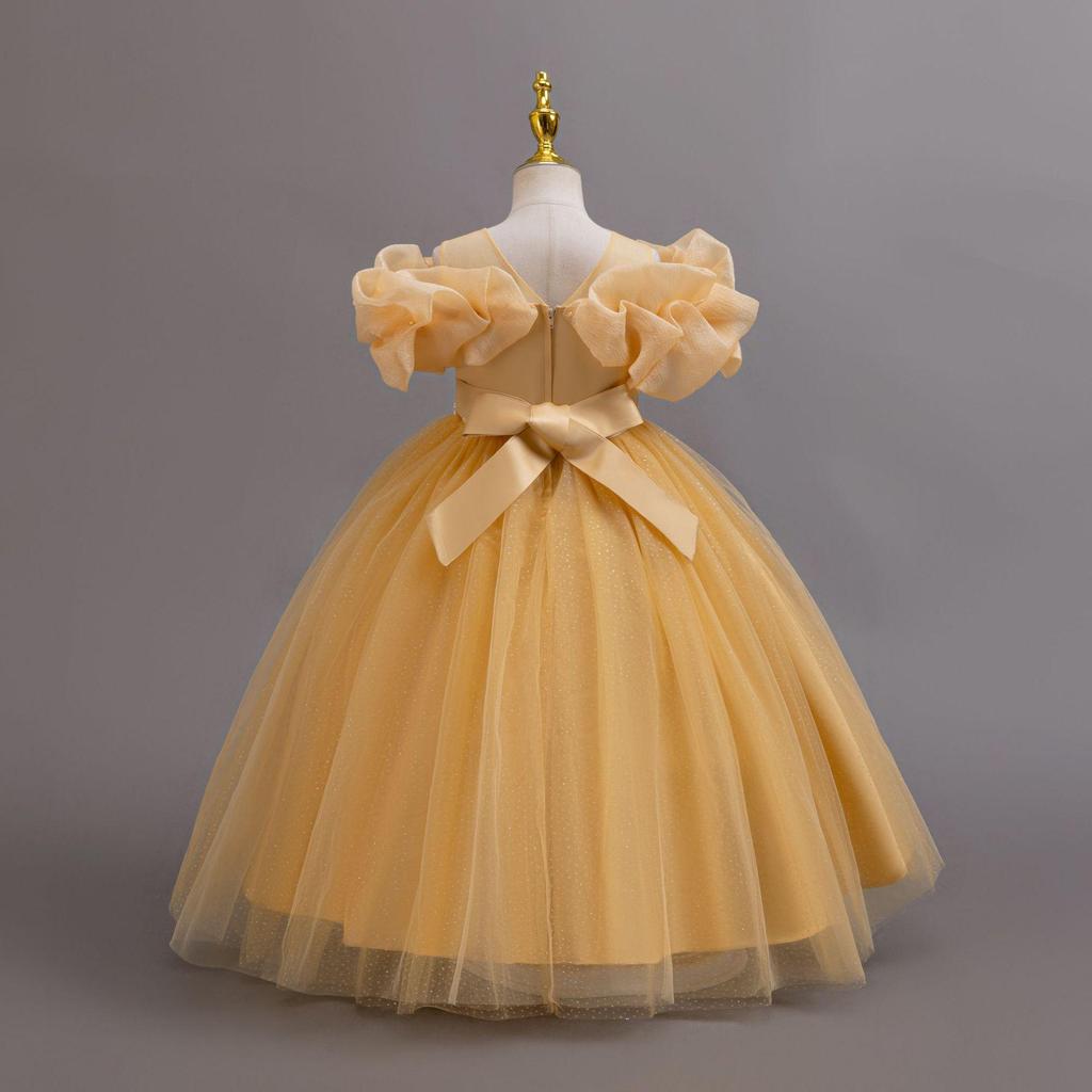 Baby Girls Flower One Shoulder Wedding Dress Princess Evening Dress Ball Gown Party Lace Long Dress 3-12 Year Old Clothes