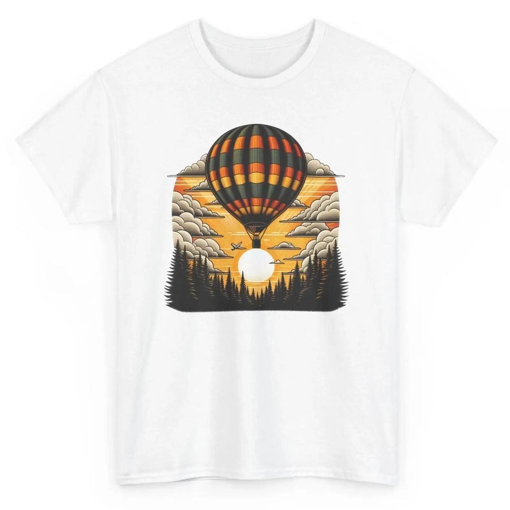 Hot Air Balloon T Shirt Artistic Wild Adventures Vintage Casual Soft Graphic Slightly Top For Everyday Wear Streetwear