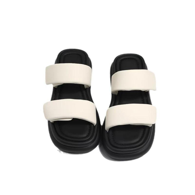 2024 Summer Women Platform Slippers Square Toe Women Flats Flip Flops Designer Ladies Slides Sandals Women Shoes Luxury Sandals