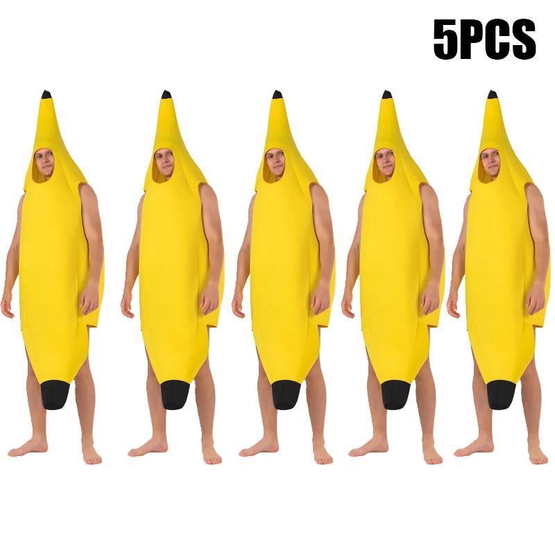 Kids Halloween Banana Costume Fruit Outfit Stage Performance Clothes Parent Child Matching Kindergarten Role Play Decoration