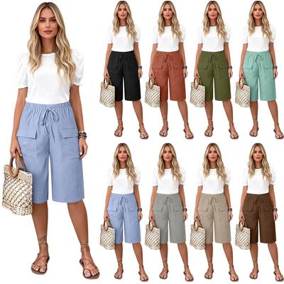 Women's Casual And Fashionable Color Loose Pants With Pocketes