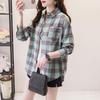 Camisa holgada de manga larga a cuadros para mujer, estilo coreano, chaqueta informal y versátil para estudiantes para primavera y otoño, talla grande, algodón