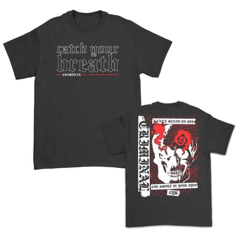 Criminal Catch Your Breath Totenkopf Rose Logo Print Baumwoll T-Shirt Extreme Metal Streetwear Unisex Rundhals T-Shirt