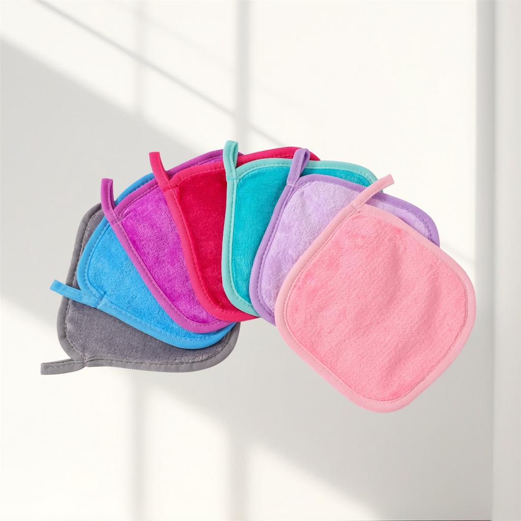 7 Stück bunte Baumwoll-Waschhandschuhe Gesichts-Waschhandschuhe Waschlappen Für empfindliche Haut Schnell trocknendes Flanelltuch Für den täglichen Gebrauch