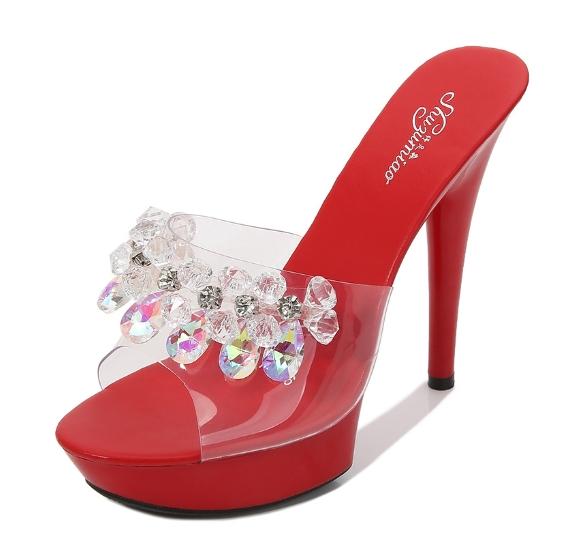 Fashion Patent Leather Mules Women Slippers Sandals Sexy Party Shoes Luxury Comfortable Summer Fashion 13cm