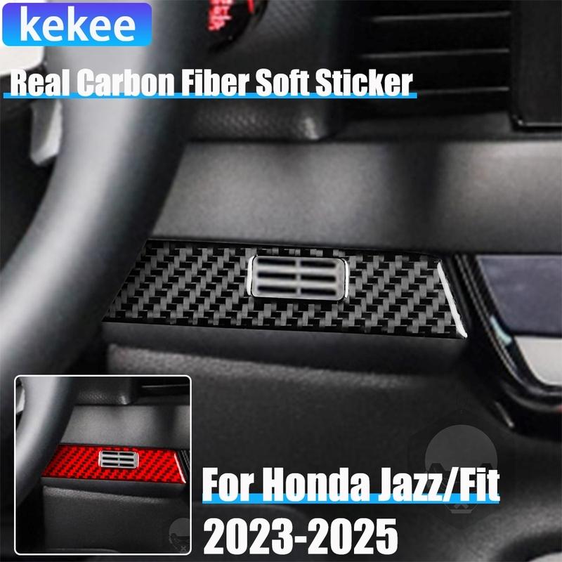 Real Carbon Fiber Car Accessories Dashboard Vent Strip Decorative Trim Cover Soft Sticker For Honda Fit /Jazz GR9 2024 2025
