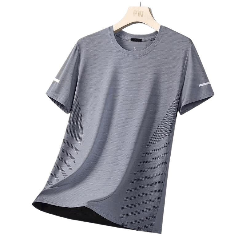 T-Shirt Summer Men'S Short-Sleeved Summer New Ice Silk Quick-Drying Round Neck Short-Sleeved T-Shirt Men'S Casual Versatile Simple Top