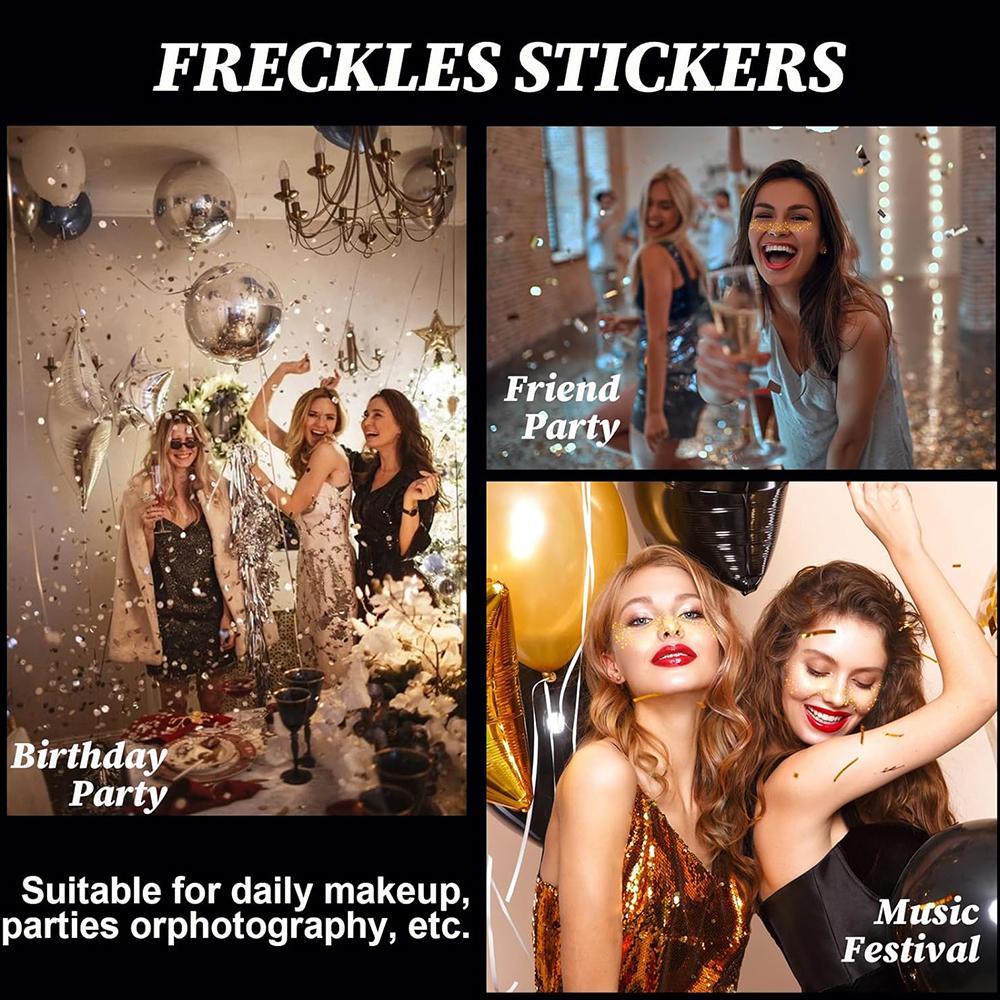 4 Sheets Gold Sparkle Freckles Face Tattoo Face Makeup Glitter Freckles Patches