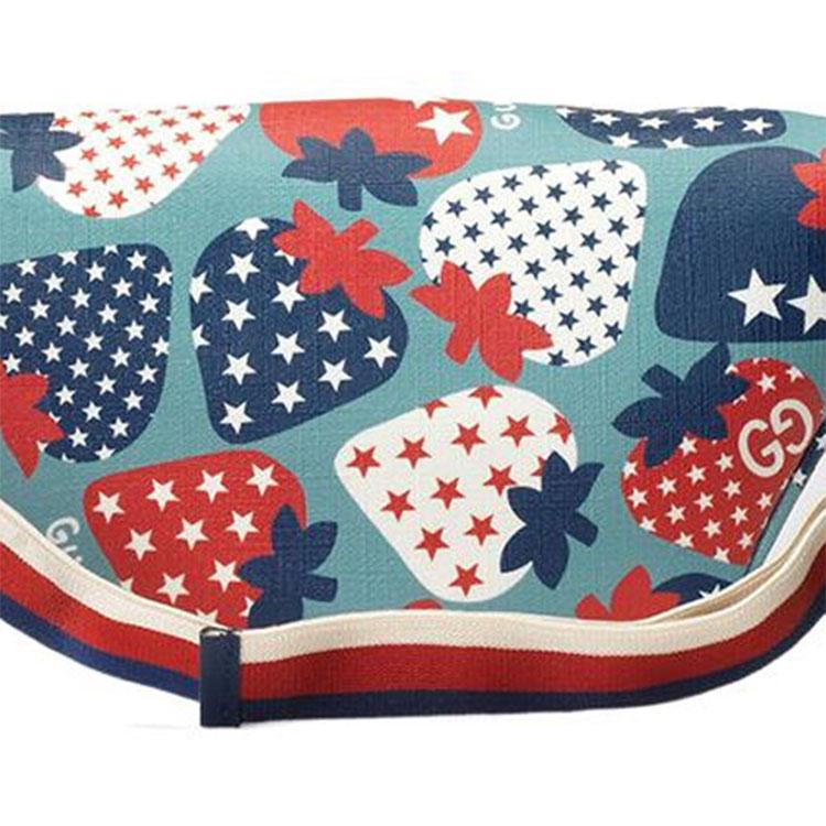 Gucci Strawberry Star Print Canvas Waist Bag Kids Waist Bag Light-Blue Red 502095-UR6AN-4767