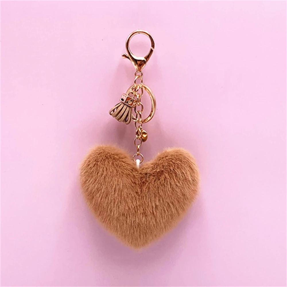 Mignon Peluche Douce Forme avec Pompon Boule de Fausse Fourrure Pendentif Pour Sac à Dos de Fille Accessoires Décoratifs Breloque de Sac pink