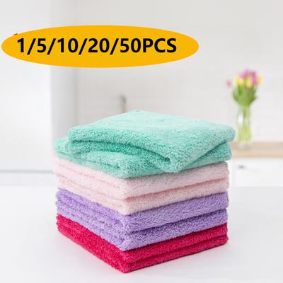 1/5/10/20 pezzi Panno in velluto corallo Multifunzionale Domestico Assorbente Panno per la pulizia, Panno assorbente ispessito da cucina