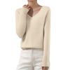 Women's Casual Lace V-Neck Base Layer Knitted Long Sleeve Solid Color Sweater