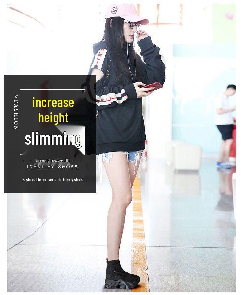 Women's 2025 Platform Slip-On Knit Ankle Boots - Thick Sole, High Heel Elastic Sock Boots.