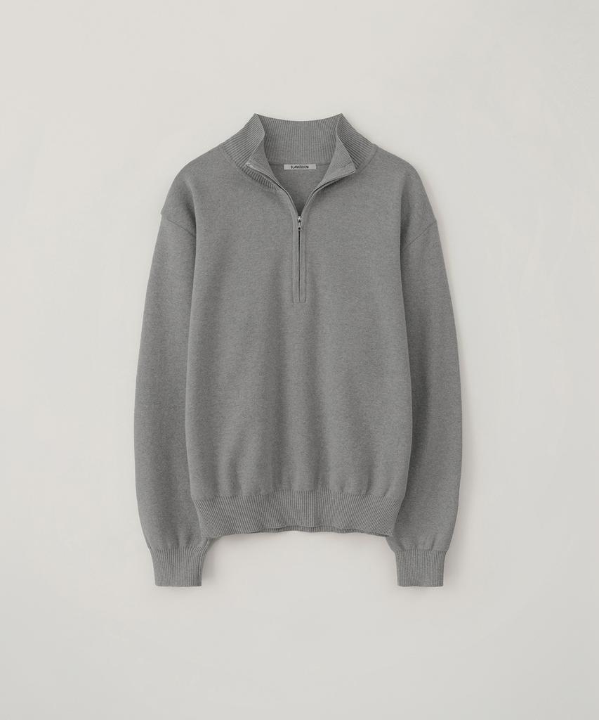 BLANKROOM Half Zip Knit_Light Gray