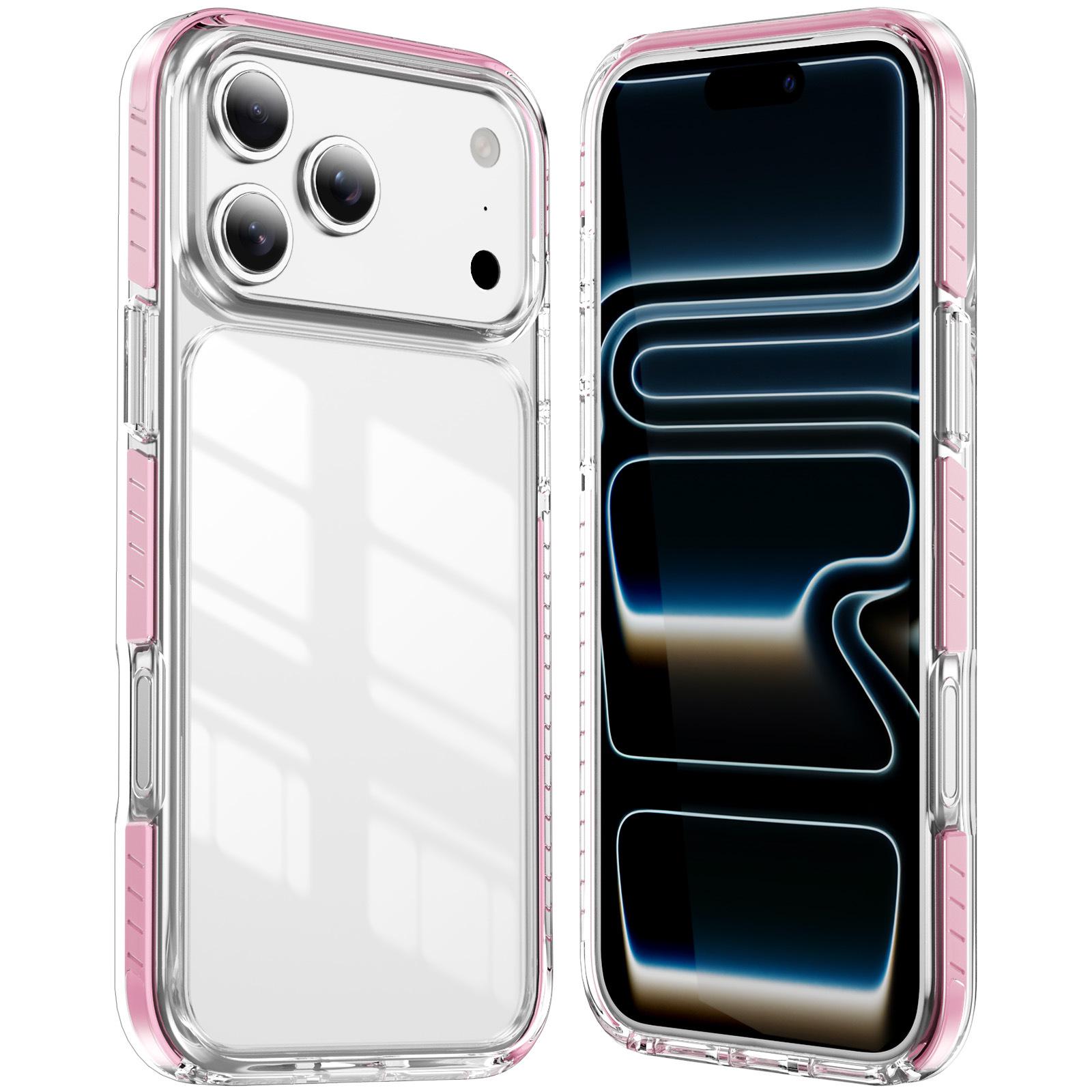 

iPhone 17 Pro Max High-Transparency Crystal Shield Protective Case with Color Stripes 13 Pro 6.1 розовый