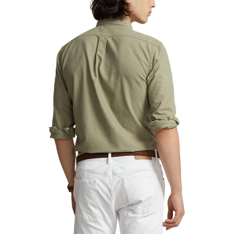 Polo Ralph Lauren Ss24 Solid Color Logo Embroidered Pointed Collar Single-Breasted Long Sleeve Shirt Men shirts Sage-Green MNPOWOV16823287-300