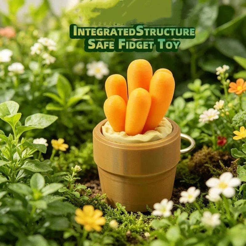 3D Printed Pot Clicker Keychain Cute Mini Fidget Clicker Toy Portable Stress Relief Keyring Edc Pendant Gift For Kids