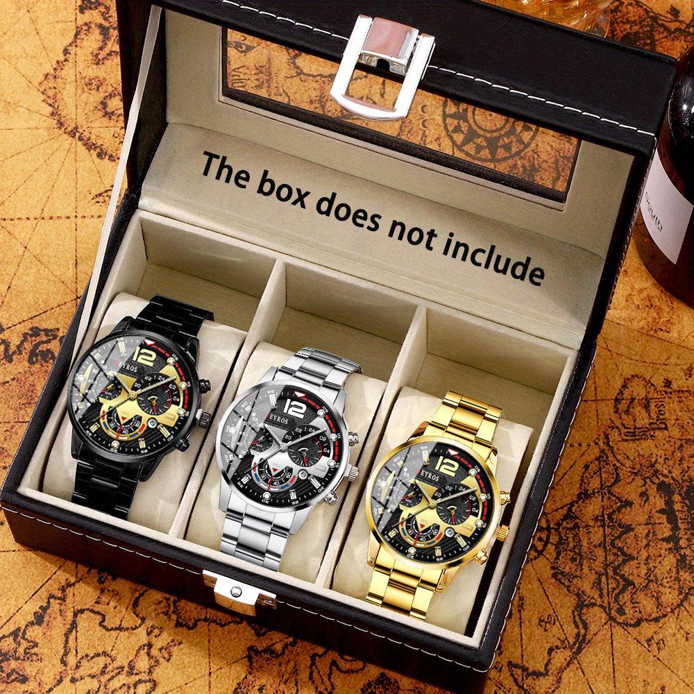 

Watch Three-Piece Men S Steel Belt Watch Men S Quartz Watch