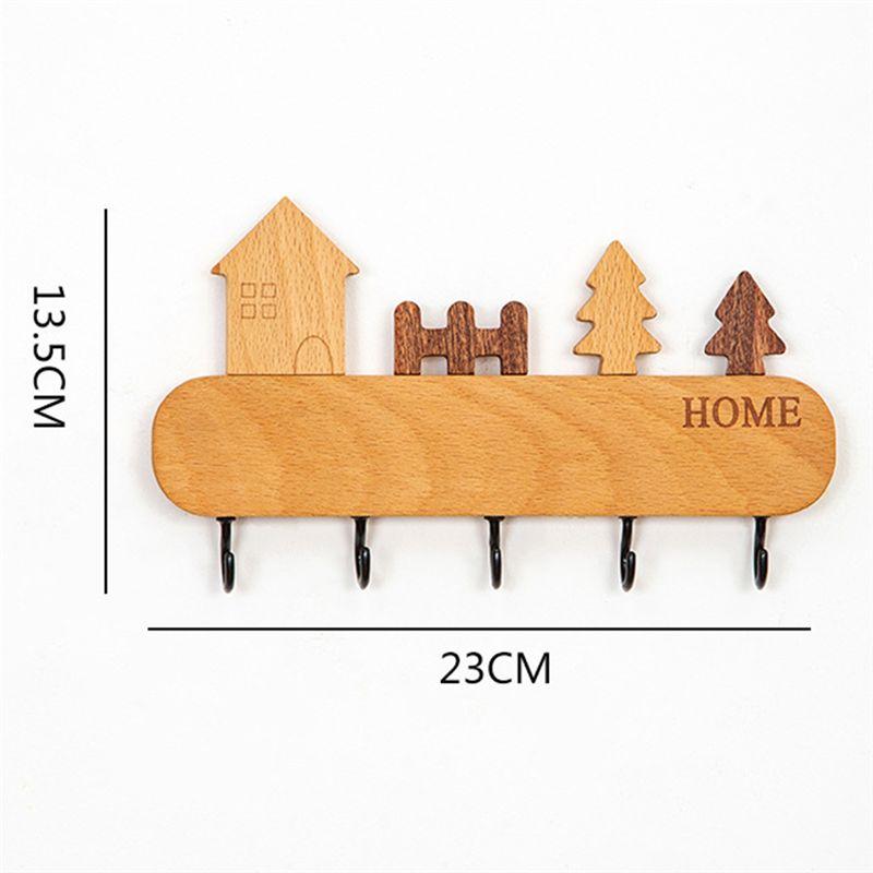 M-Modern-Key Hook Rack Wall Mount Solid Wood Key Storage Holder Non-Toxic Coat Rack Household Sundries